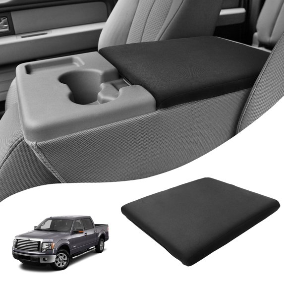 KBH Center Console Cover for 2011-2014 Ford F150 Accessories, Washable Arm Rest Protector Covering for Car, Black(Fits Jump Seat Console Only)