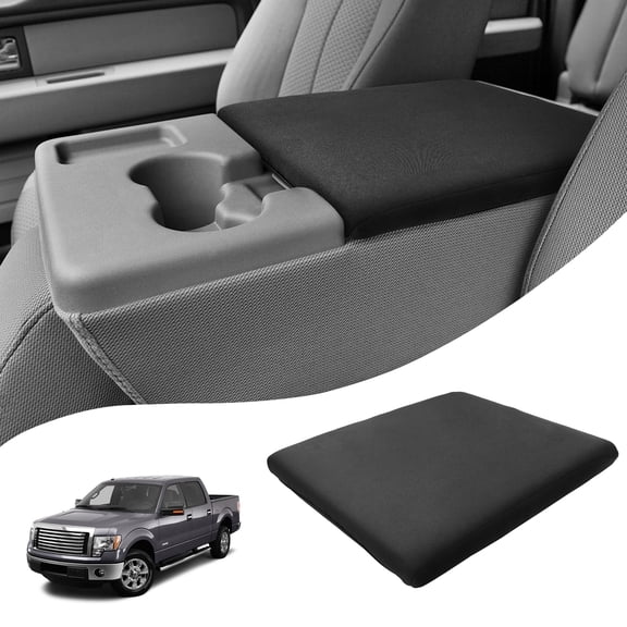 KBH Fit for 2011-2014 Ford F150 Center Console Cover with Jump Seat Console, Washable Arm Rest Protector Covering for Car Accessories, Black