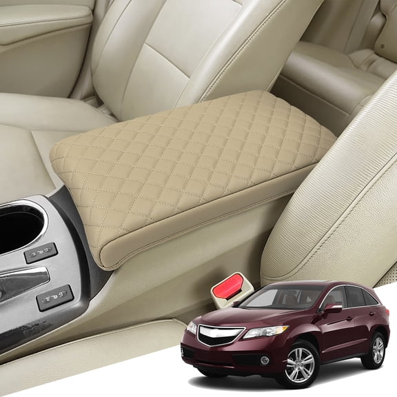 KBH Center Console Cover for 2013-2018 Acura RDX, Anti-Scratch Leather Armrest Pad Protector Interior Accessories, Beige
