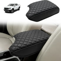 KBH Center Console Cover for 2019-2023 Ford Ranger Accessories, Black Leather Armrest Cover for Vehicle, Anti-Scratch Middle Console Lid Cushion Pad