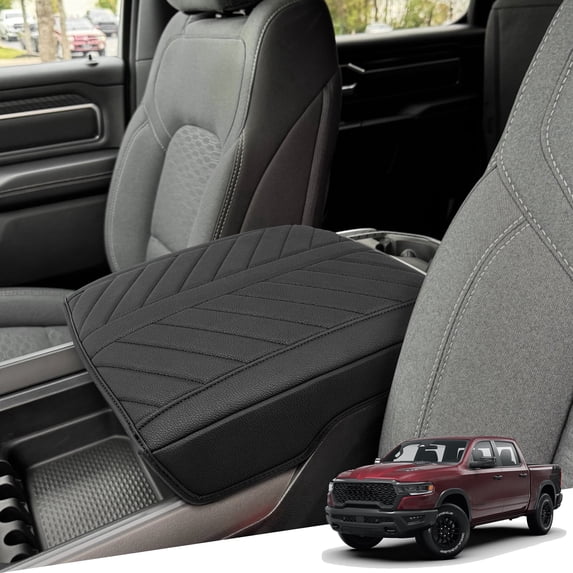 KBH Center Console Cover for 2019-2026 Dodge Ram 1500 2500 3500, PU Leather Arm Rest Cushion Pad Protector for Ram 1500 Accessories