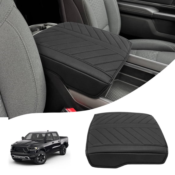 KBH Center Console Cover for 2019-2026 Dodge Ram 1500 2500 3500, PU Leather Arm Rest Cushion Pad Protector for Ram 1500 Accessories