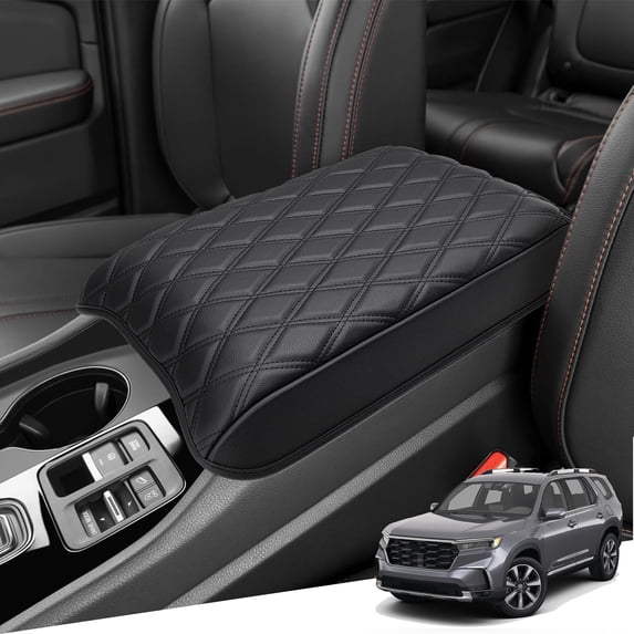 KBH Center Console Cover for 2023-2026 Honda Pilot/2024-2026 Ridgeline Passport, Middle Console Pad Armrest Cover Leather Interior Accessories, Black