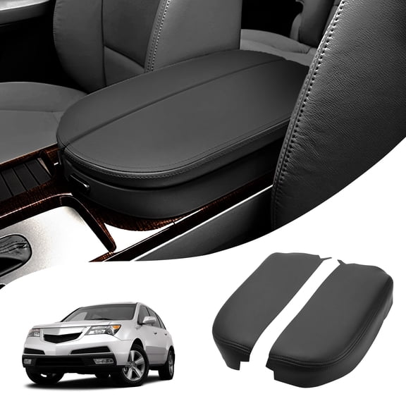 KBH Center Console Cover for Acura MDX 2007-2013, Middle Console Lid Armrest Cover Leather Skin Replacement, Black