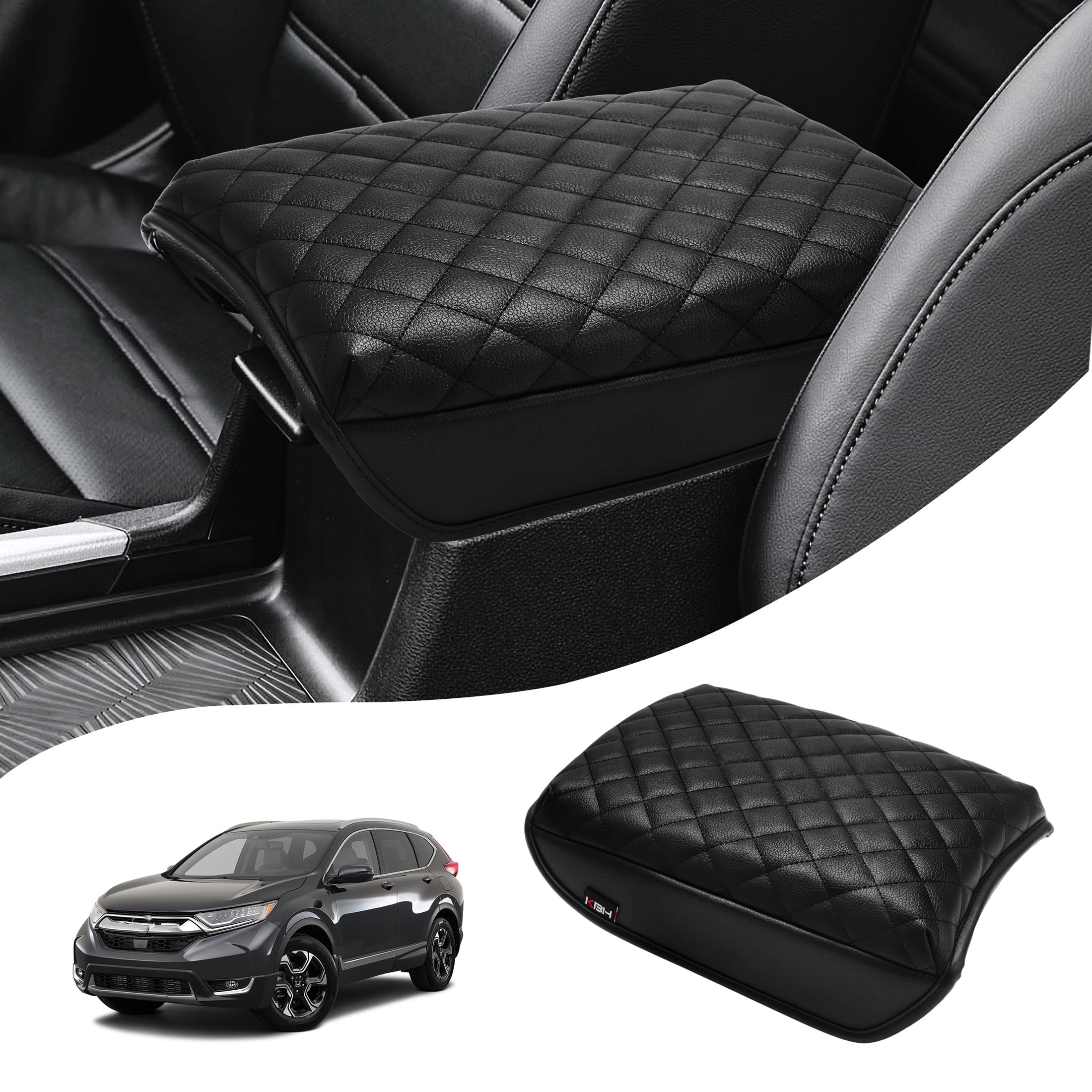 KBH Car Armrest Cover for Honda CRV Accessories 2017-2022, Leather Middle Console Lid Cushion Protector Interior Trim