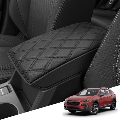 KBH Center Console Cover for Subaru Crosstrek/Impreza Accessories 2024 2025 2026, Car Arm Rest Box Lid Protector Pad, Black Leather Interior Trim