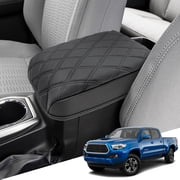 KBH Center Console Cover for Toyota Tacoma Accessories 2016-2023, Leather Middle Console Lid Armrest Cover for Car Interior, Black
