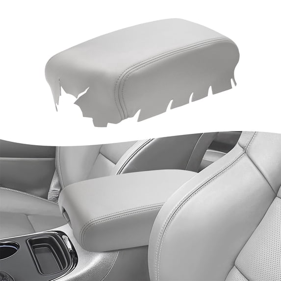 KBH Center Console Lid Armrest Cover for 2011-2020 Dodge Durango & Jeep Grand Cherokee, Leather Skin Upholstery Replacement for Car Accessories Interior, Gray
