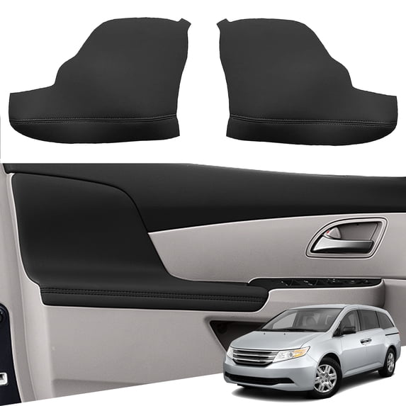 KBH Door Panel Armrest Cover Replacement for Honda Odyssey 2011-2017, Leather Car Door Arm Rest Replacement Cover Skin, 1 Pair, Black