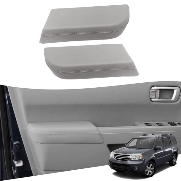 KBH Front Door Panel Armrest Cover for Honda Pilot Accessories 2009-2015, Leather Arm Rest Cover Replacement Skin, 1 Pair, Gray