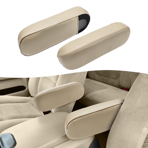KBH 2 PCS Front Seat Armrest Cover Replacement for F250 F350 F450 F550 & Ford Excursion 1999-2007, Leather Armrest Protector for Ford Accessories, Beige