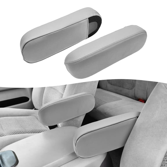 KBH 2 PCS Front Seat Armrest Cover Replacement for Ford F250 F350 F450 F550 & Excursion 1999-2007, Leather Armrest Protector for Truck Interior Accessories, Gray