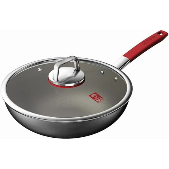 KBH KGT-C32A Titanium Nonstick Wok, Frying pan with Lid, Suitable for All Cooktops, 32 CM(12.6 INCH)