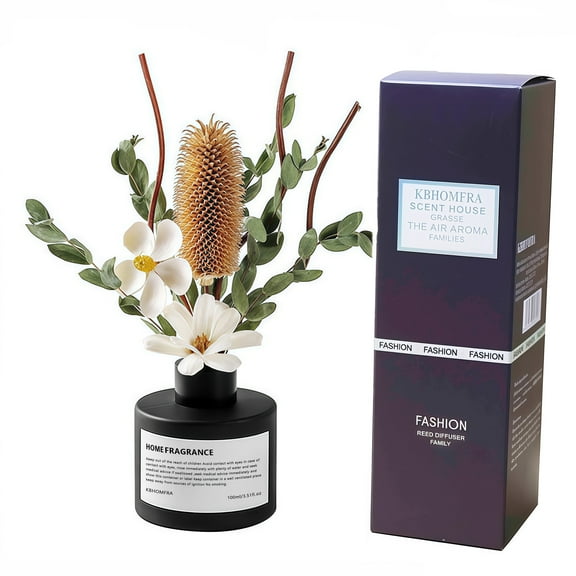 KBHOMFRA Gardenia Scent Reed Diffuser 3.38fl.oz Home Fragrance Aroma Diffuser Sticks