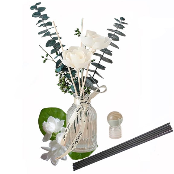 KBHOMFRA Jasmine Reed Diffuser 3.38fl.oz Light Scent Home Fragrance with Dried Flower Stick Diffuser