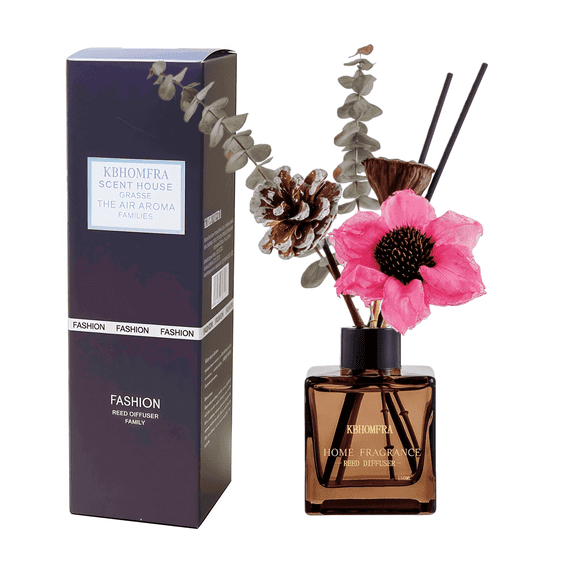 KBHOMFRA Jasmine Reed Diffuser With Dried Flowers Diffuser Sticks 5.07fl.oz Essential Oil Long-Lasting Scent for Home Livingroom Bedroom and Bathroom