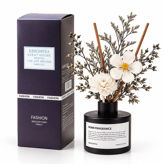KBHOMFRA Reed Diffuser 3.38fl.oz Jasmine Scent Home Fragrance Essential Oil