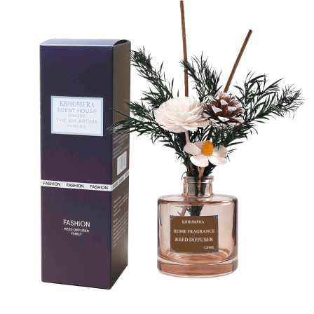 KBHOMFRA Reed Diffuser Jasmine Scent Fall Diffusers With Dried FlowersDiffuser Sticks 4.06FL.OZ Essential Oil 90 Days Long-lasting For Indoor Home