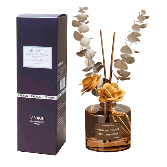 KBHOMFRA Reed Diffuser White Gardenia Scent Fall Diffusers With Dried FlowersDiffuser Sticks 4.06FL.OZ Essential Oil 90 Days Long-lasting For Indoor Home