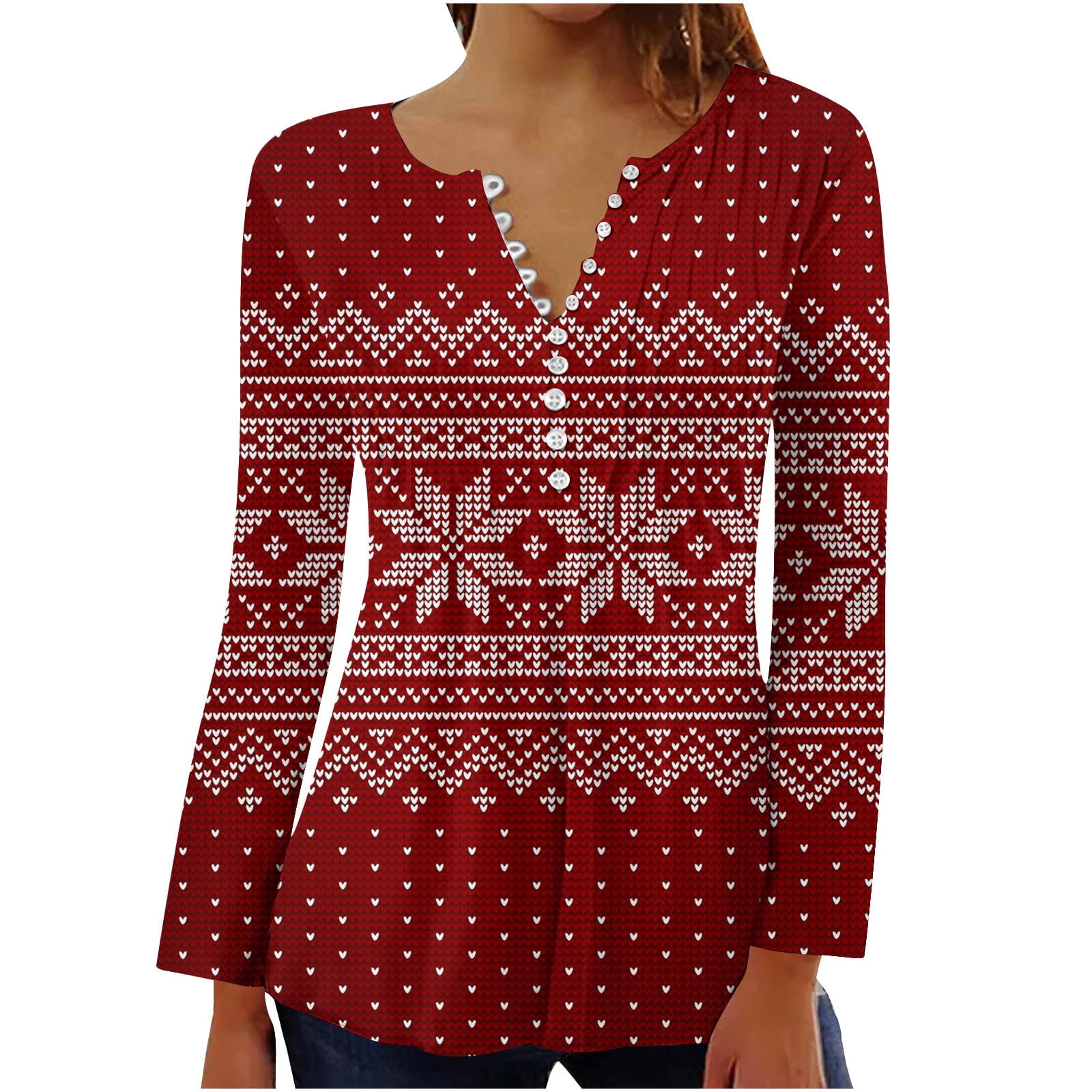KBKYBUYZ Christmas Sweaters for Women, Women's Casual Button Christmas