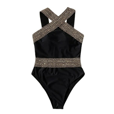 KBKYBUYZ Comfy Women Bikini Solid Splicing Swimwear One-piece Swimsuit Beachwear
