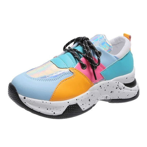 JikouIivo Fashion Ladies Stretch Cloth Large Size Women's Casual Sports Color Block Comfortable Women's Shoes Women's Shoes Clearance