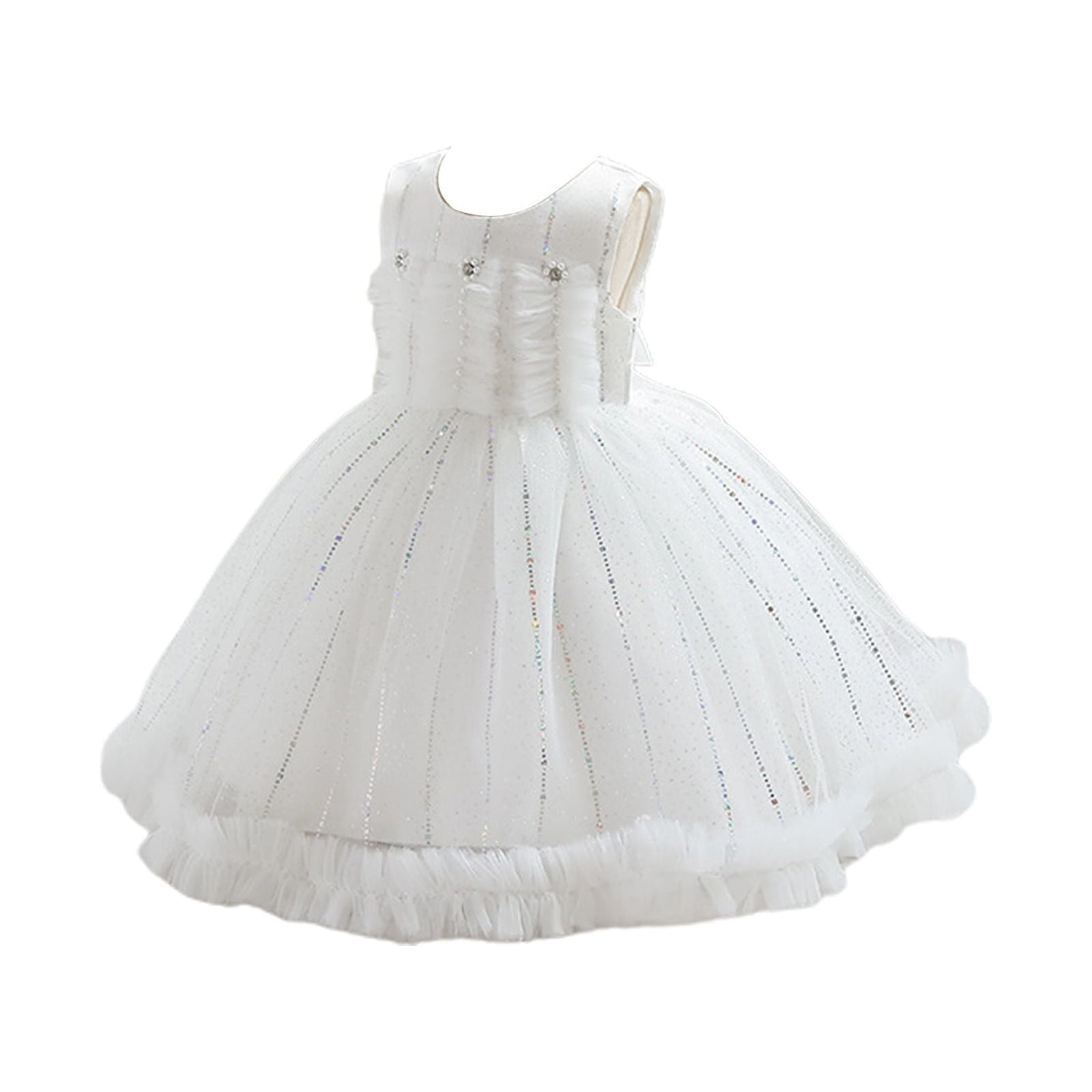 ABAO SISTER Flower Girl Dress - White Ball Gown For Weddings, First Communion & Birthday Parties