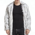 thumbnail image 1 of KBKYBUYZ Men's Faux Fox Fur Coat Turn-Down Collar Long Winter Jacket Gray L, 1 of 7