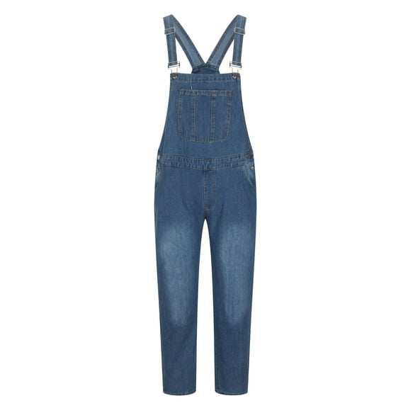 KBKYBUYZ Men's Overalls,Denim Bib Work Overalls Adjustable Straps,Blue Breast Pocket Washed Jeans Pants,Loose Fit Jumpsuit Fashion Workwear