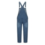 KBKYBUYZ Mens Overalls,Denim Bib Work Overalls Adjustable Straps,Blue Breast Pocket Washed Jeans Pants,Loose Fit Jumpsuit Fashion Workwear