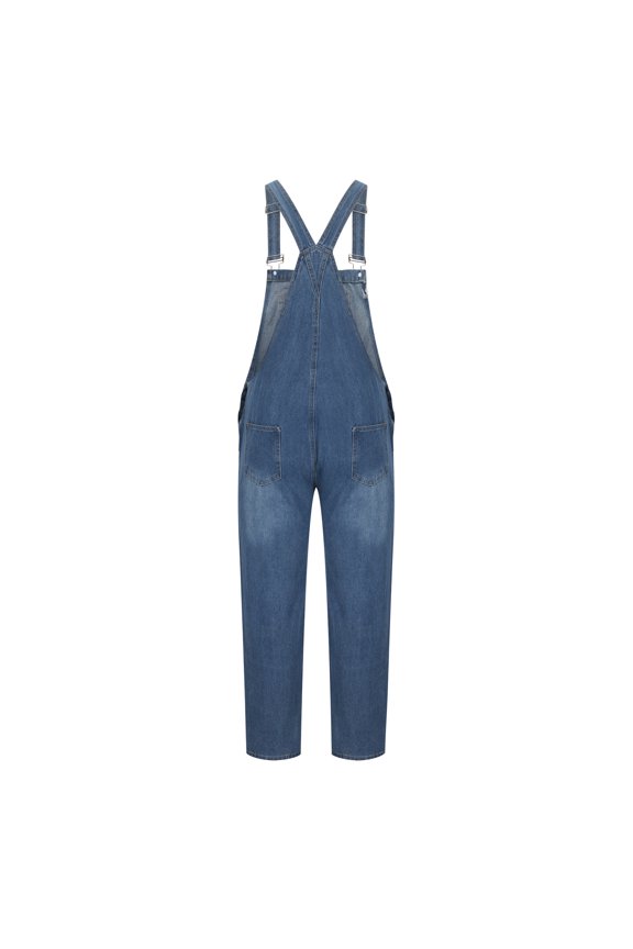 Men's Overalls,Denim Bib Work Overalls Adjustable Straps,Blue Breast Pocket Washed Jeans Pants,Loose Fit Jumpsuit Fashion Workwear