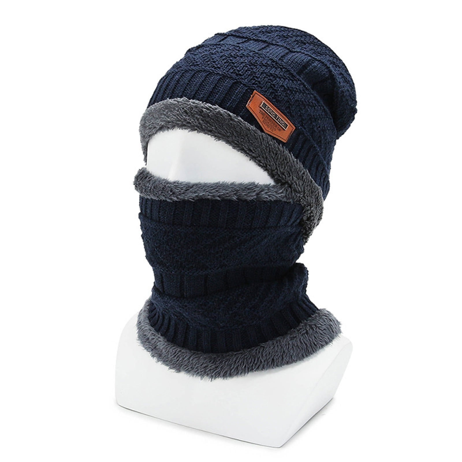 3 PCS Men\'s Fleece Lined Cold Weather Set Warm Winter Beanie Hat 4 Pack Men main image 2