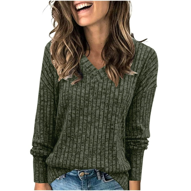 Casual Solid V-Neck Long-Sleeved Knitted Sweater Casual Solid V-Neck Long-Sleeved Knitted Sweater
