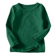 KBKYBUYZ Toddler Long Sleeve Shirts Toddler Kids Boys Girls Shirts Fashion Solid Color Round Neck Long Sleeve Top On Sale