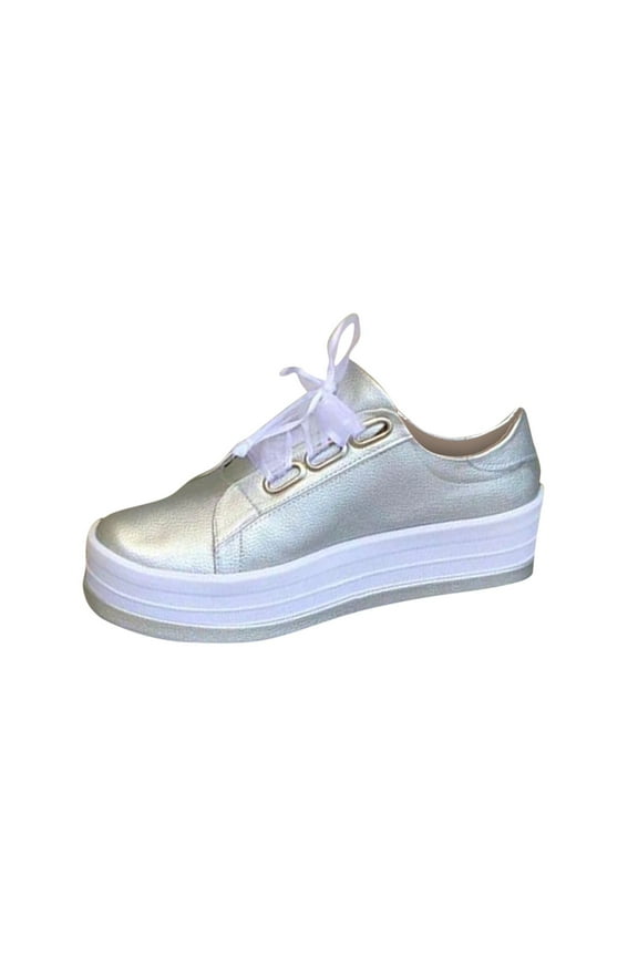 Women Fashion Shoes Round Toe Thick Heels Lace-up Casual Lightweight Spring Casual Sneakers Women's Shoes Clearance