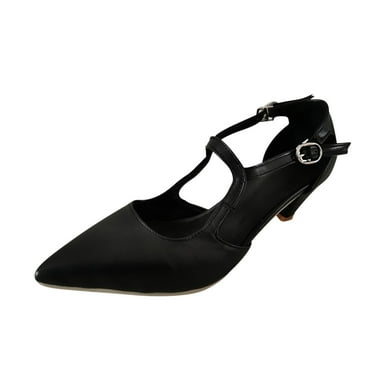 KBKYBUYZ Women's Shoes Casual Buckle Tapered Mid Heel Pointed Toe Solid Color Fashion Sandals