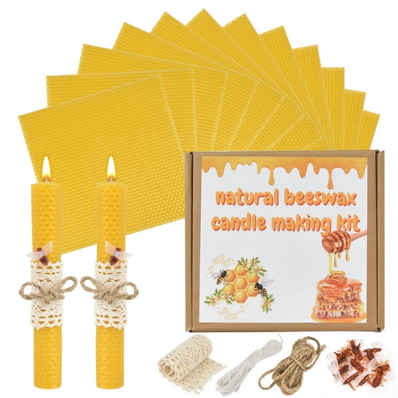 KBLLUNH Natural Beeswax Sheets for Candle Making - DIY Beeswax Candle Rolling Kit for Kids & Adults