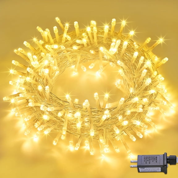 KBO 200 LED Warm White Christmas Lights Outdoor Waterproof, 66 FT String Lights Indoor with 8 Modes, Connectable Christmas Tree Lights Plug in for Christmas Xmas Fireplace House Bedroom Decorations