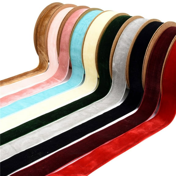KBODIU 2.5cm Single Sided Velvet Ribbon Gift Flower Packaging Ribbon Decoration Ribbon DIY Ribbon