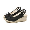 thumbnail image 1 of KBODIU Closed Toe Platform Wedge Sandals for Women, Women's High Heels Linen Straw Sandals Wedges Casual Canvas Dress Slippers Sandals, 1 of 4
