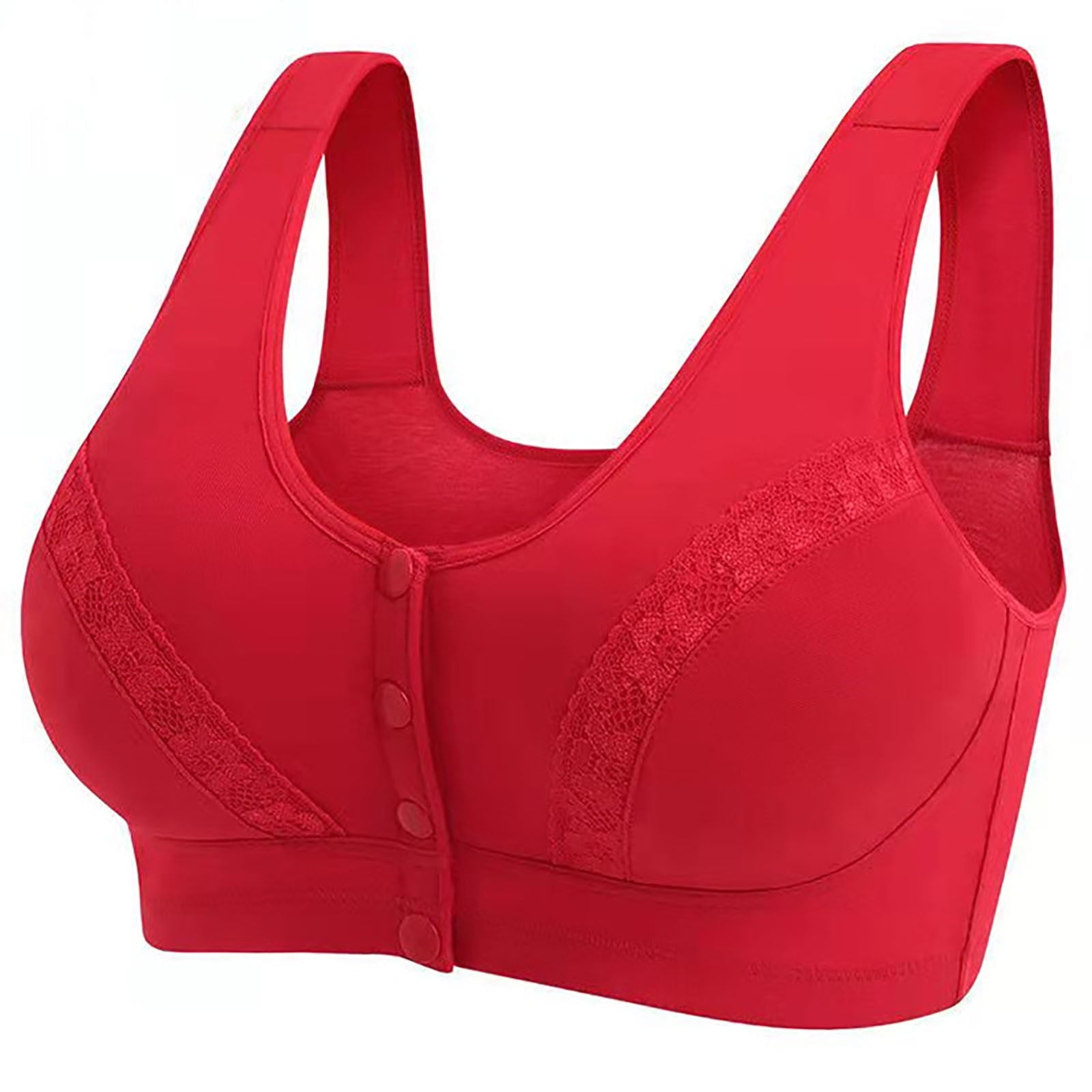KBODIU Everyday Bras for Women, Plus Size Comfort Bras, Ultimate Comfort  Lift Wirefree Bra,Sexy Lace Front Button Shaping Cup Shoulder Strap  Extra-Elastic Bras 