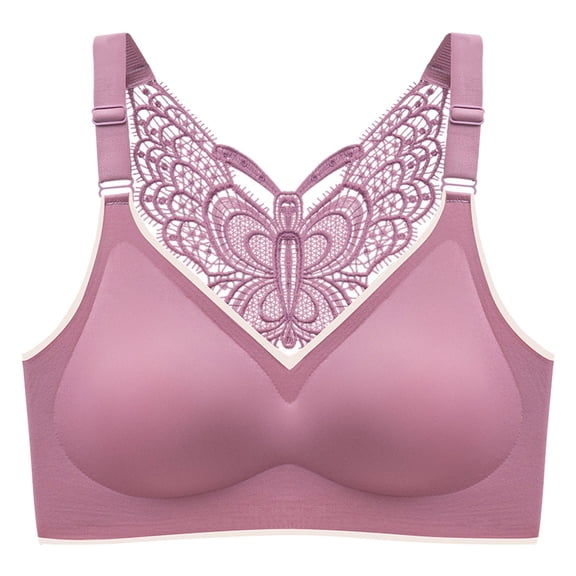 KBODIU Everyday Bras for Women, Plus Size Comfort Bras, Wirefree Bra 3-Pack Sexy Butterfly Back Top Bra Wire Free Underwears Base Vest Style Sports Lingerie Bras