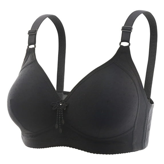KBODIU Everyday Bras for Women, Plus Size Comfort Bras, Women's Ultimate Lift Wirefree Bra Embroidered Glossy Breathable Bra Underwear No Rims Bras No Underwire Black