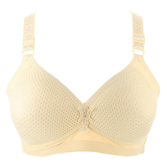 KBODIU Everyday Bras for Women, Plus Size Comfort Bras, Women's Ultimate Lift Wirefree Bra Print Bra One-Piece Bra Everyday Underwear Bras No Underwire Beige