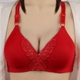 thumbnail image 1 of KBODIU Everyday Bras for Women, Plus Size Comfort Bras, Women's Ultimate Lift Wirefree Bra Solid Hollow Out Perspective Bra Underwear No Rims Bras No Underwire Red, 1 of 4