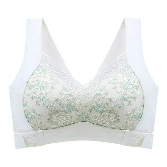 KBODIU Everyday Bras for Women, Plus Size Comfort Bras, Women's Ultimate Lift Wirefree Bras Underwear Removable Shoulder Strap Daily Comfort Bra Bras No Underwire White