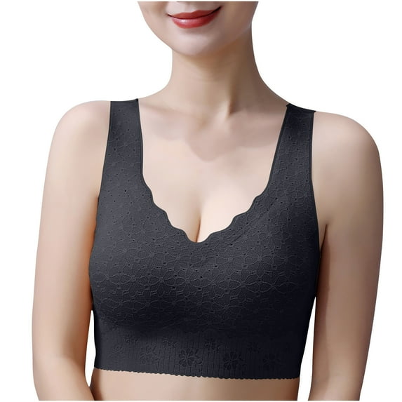 KBODIU Everyday Bras for Women, Plus Size Comfort Bras, Women's Ultimate Lift Wirefree Bras Wire Free Underwear OnePiece Bra Everyday Underwear Bras No Underwire Black