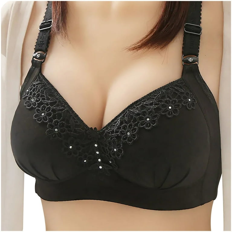 KBODIU Everyday Bras for Women, Plus Size Comfort Bras, Women's Wirefree  Bra Side Retraction No Steel Ring Underwear Strap Type Thin Mould Cup  Breathable Bras 