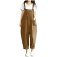 thumbnail image 1 of KBODIU Jumpsuits for Women Solid Casual Camis Sleeveless Suspender Wide Leg Pants Rompers Bodysuit for Women Khaki 5XL, 1 of 5