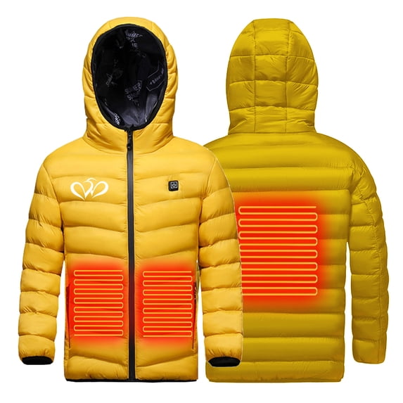 KBODIU Kids Heated Jacket USB Intelligent Constant Temperature Heated Coat for Boys and Girls Outdoor Soft Shell Smart Electric Coat 2 Heating Zone Waistcoat Down Heated Jacket for 4-15Years Old Gifts